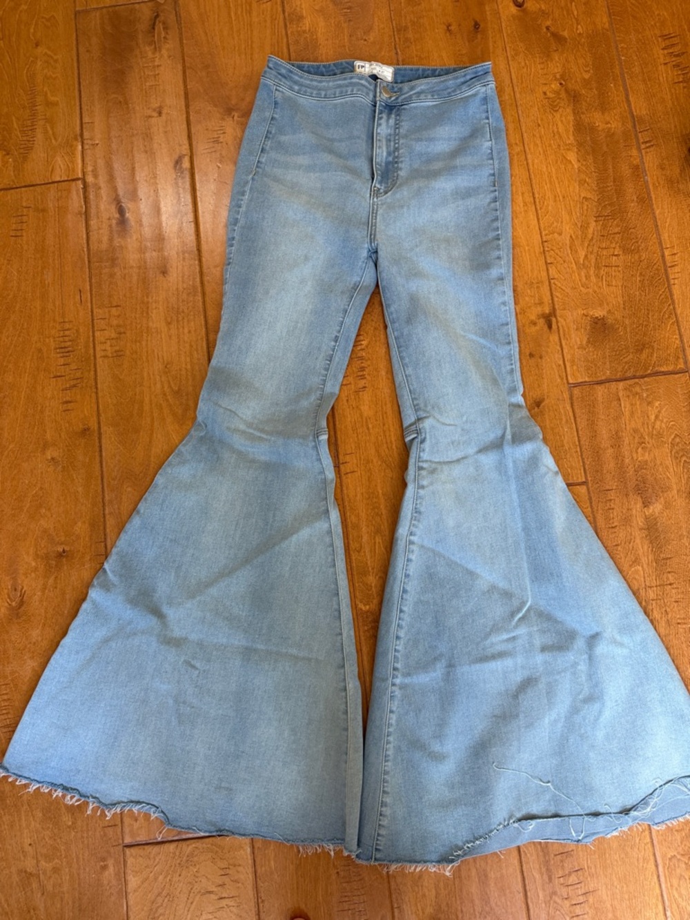 Free People Light Blue Float On Flare Jeans with Dramatic Wide Legs